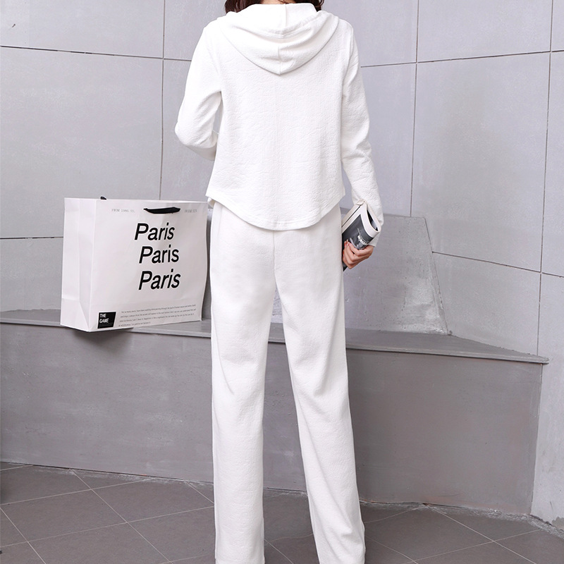 Early spring pure cotton fashionable casual set for women, loose, sporty and slimming straight-leg high-waisted wide-leg pants, zipper hooded jacket pic 26