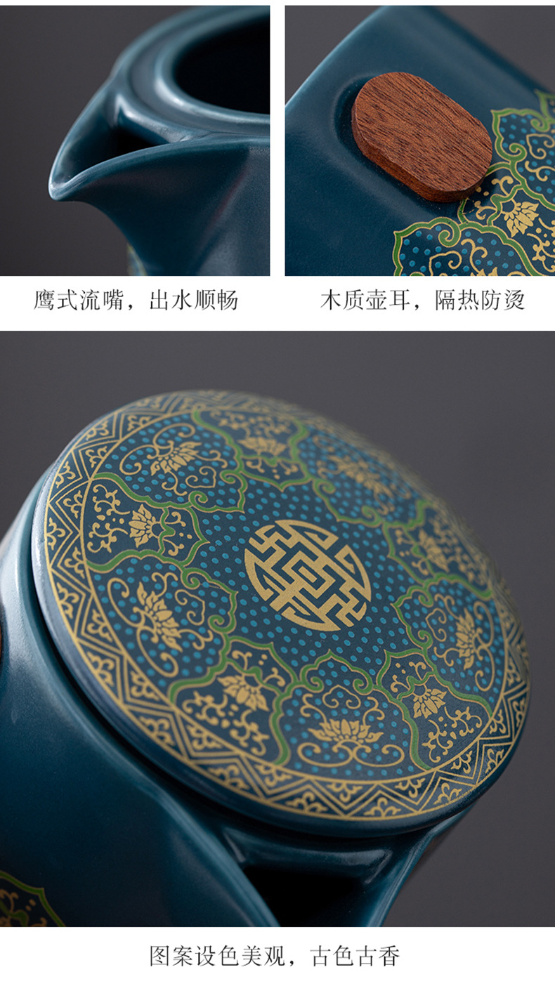 Tea set, home living room gift box, modern and simple kung fu ceramic teapot, tea tray and tea cup complete set pic 17