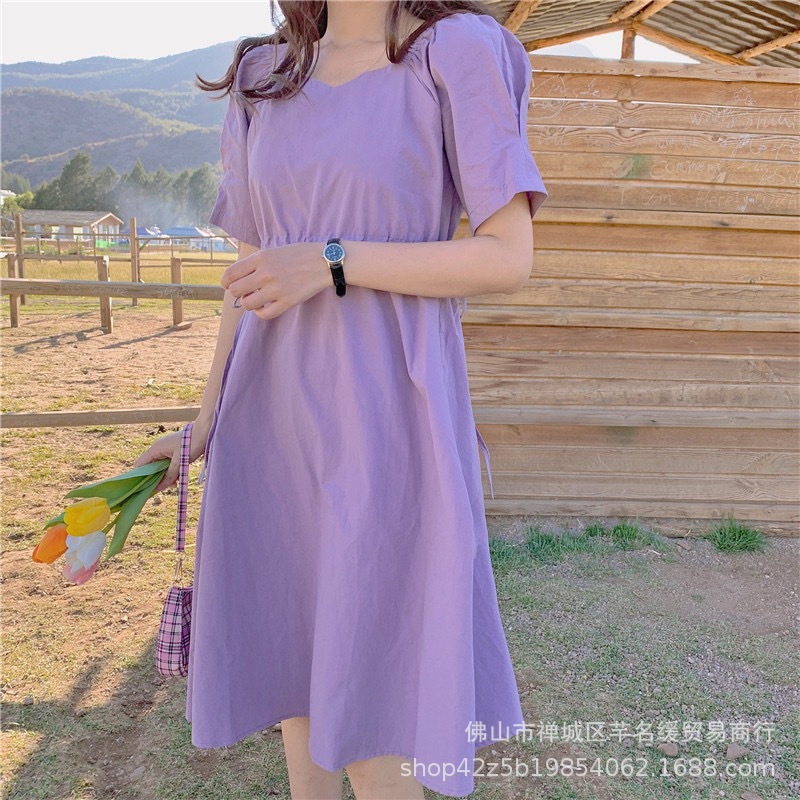 Early spring petite elegant dress for women 2023 summer waist-cinching and slimming lady chiffon floral mid-length dress pic 2