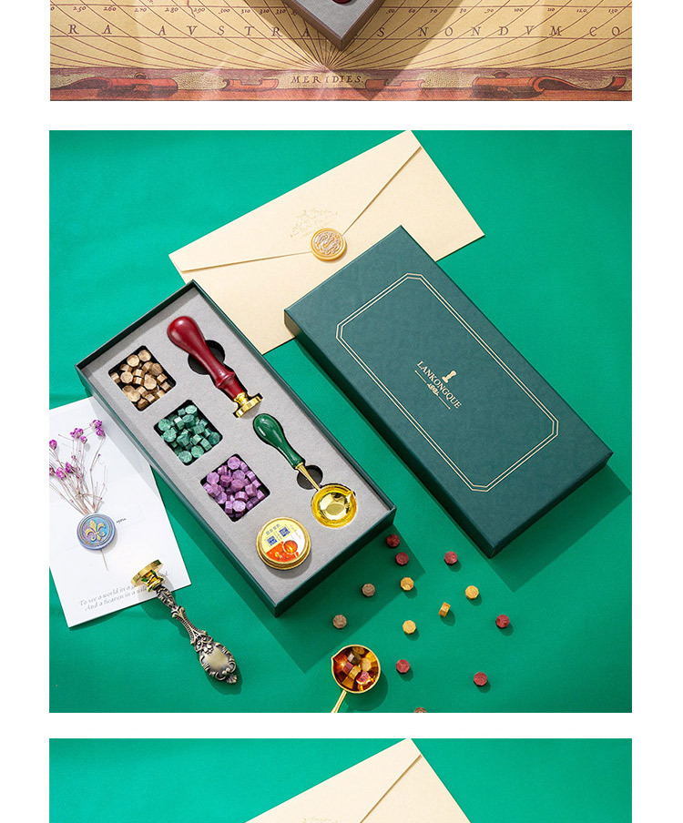 地图复古火漆印章  信封口蜡戳图标礼盒套装盒火漆手账印章权杖详情129