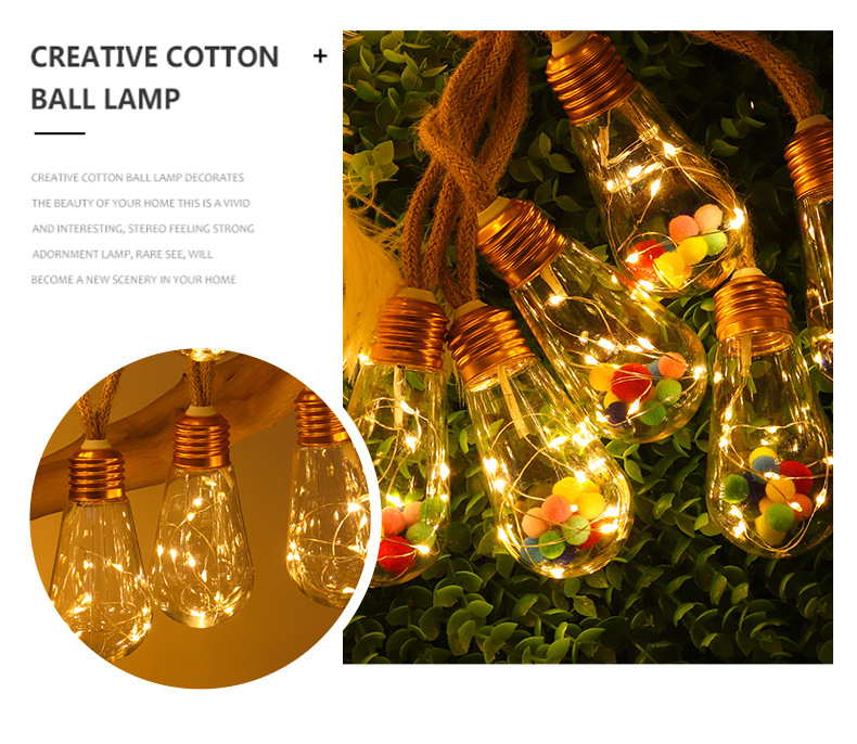 Cross-border 2023 new solar hemp rope light, copper wire string light, outdoor waterproof camping decoration, Christmas festival color light pic 5