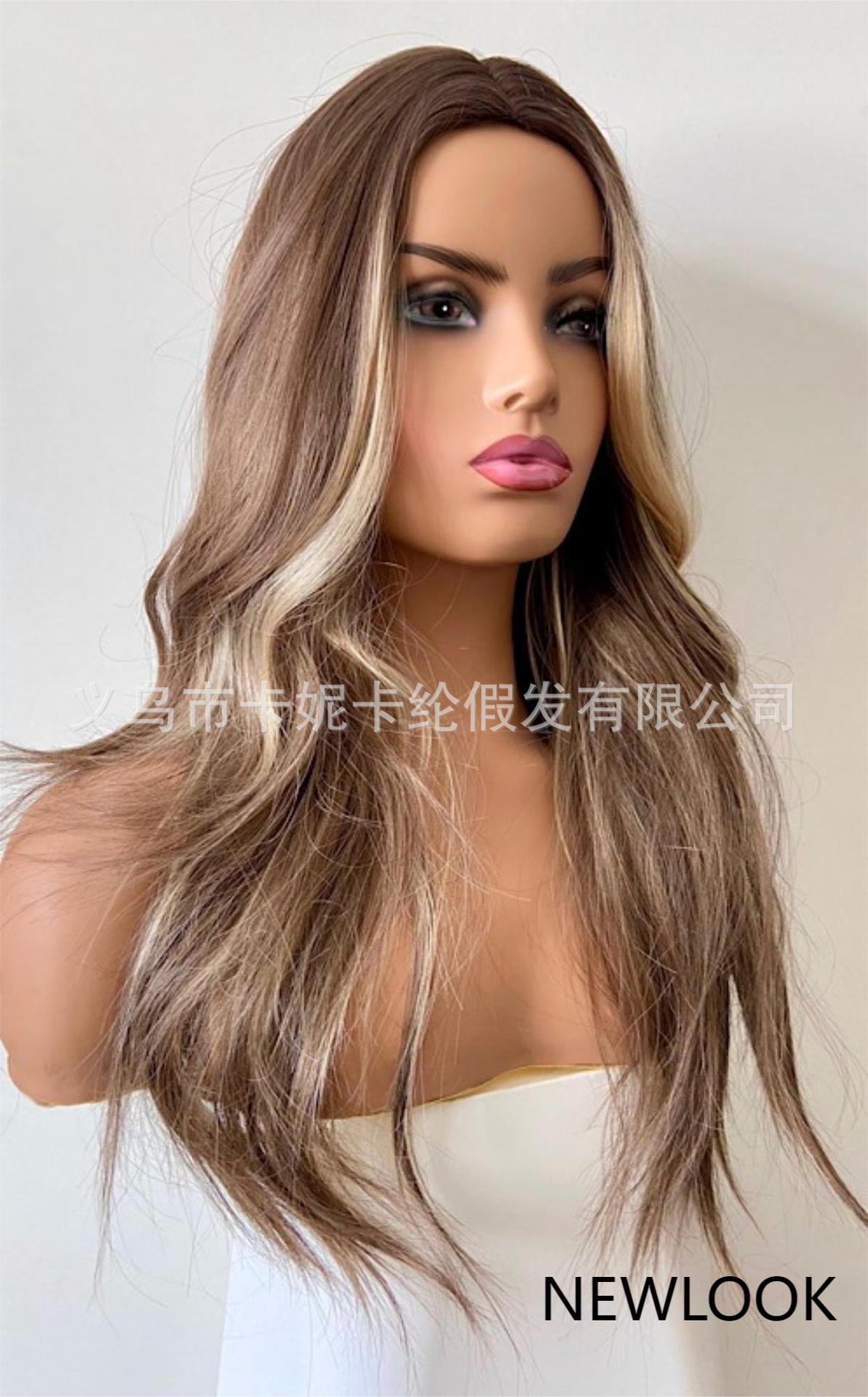 欧美外贸newlook女士中分挑染大波浪厂家订制wig supplies详情8