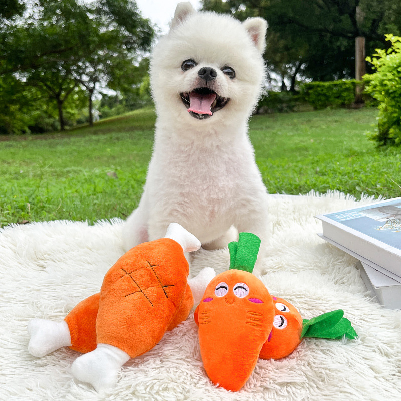 Pet dog plush sound-making toy, bb calling pet cat toy, carrot plush toy, for pet toys pic 3