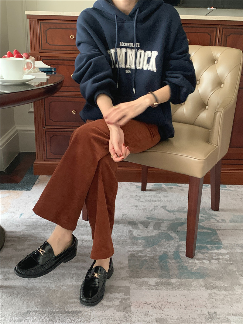 Letter-printed pullover with fleece hooded sweatshirt for women 2023 autumn/Winter new style Korean loose and versatile long-sleeved top pic 40