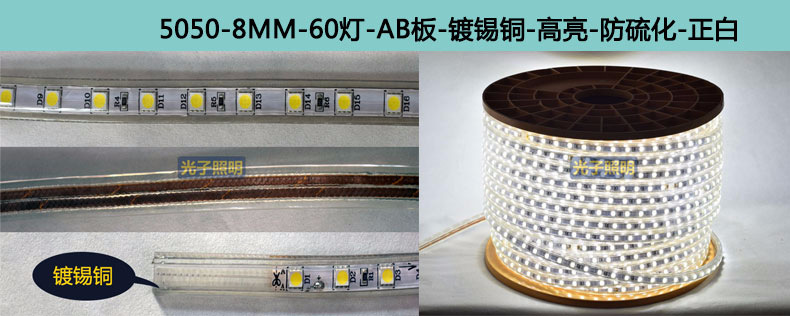 光子照明5050线性灯条5730 rgb柔性亮化贴片led 220v防水高压灯带详情66