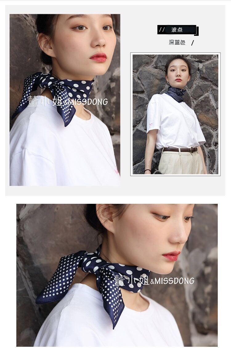 Wholesale silk scarves for overseas gifts and return gifts, cross-border silk autumn and winter decorative plain crepe satin 53cm floral neckerchiefs, small square scarves pic 77
