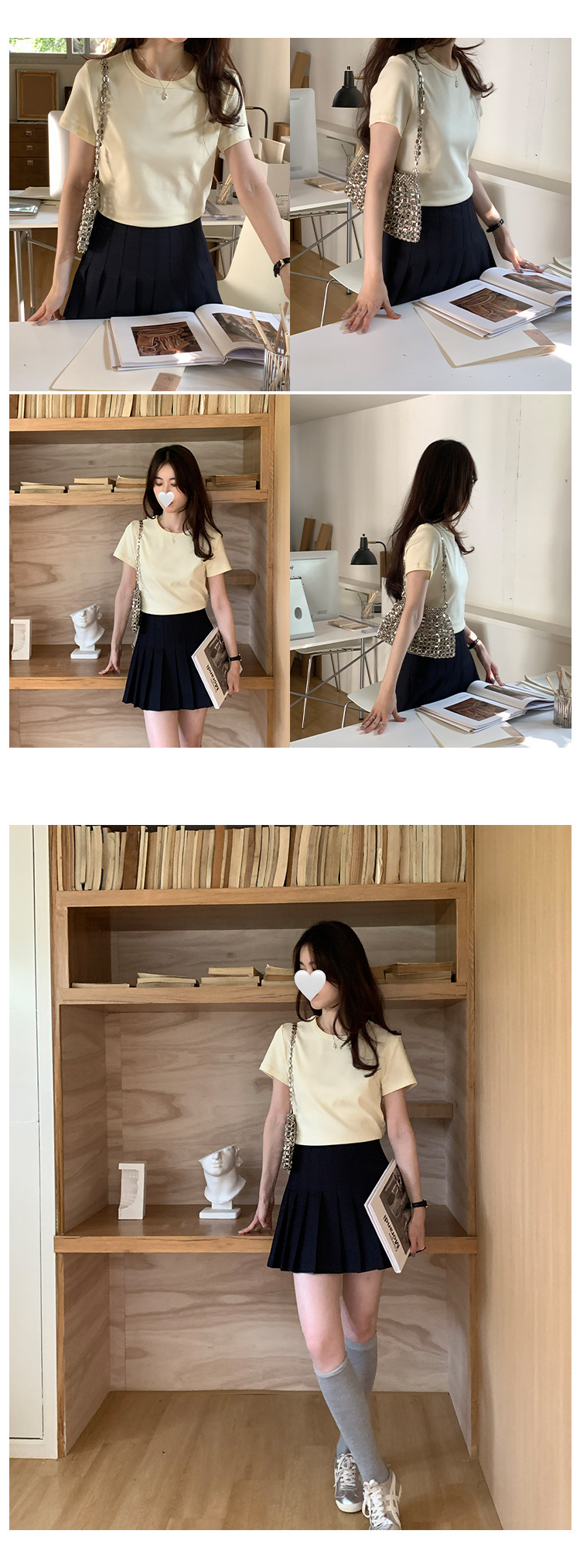 短款圆领t恤女春季2025广州十三行新款韩版纯色简约百搭短袖上衣详情7