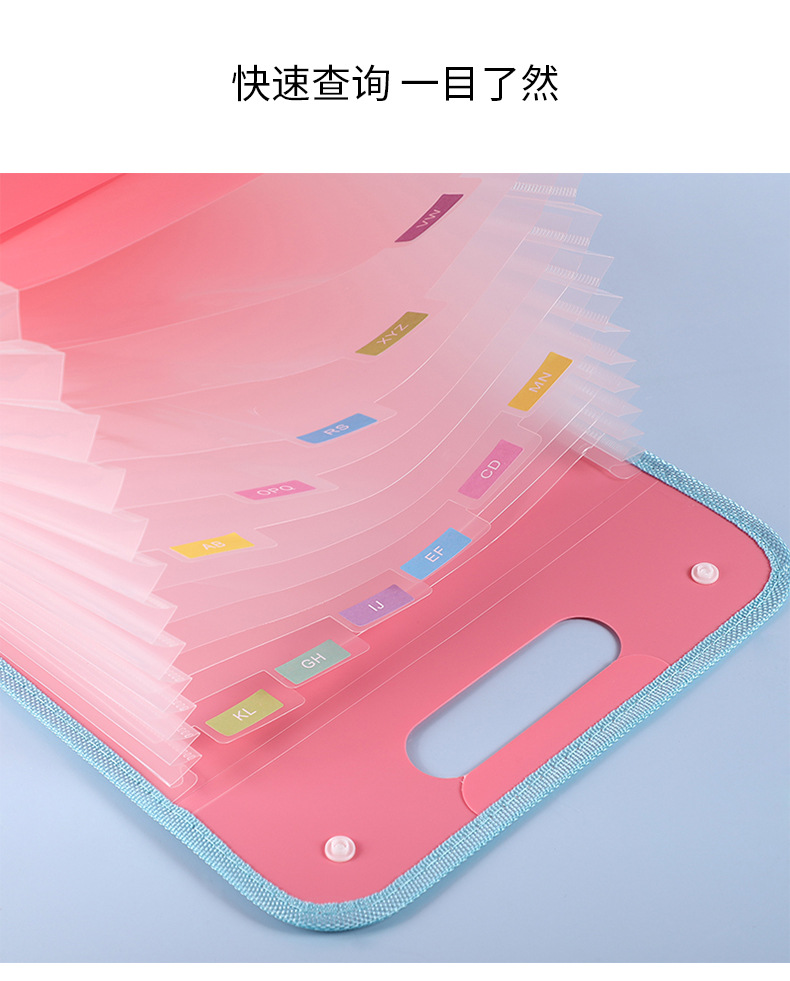 Vertical hand-held 13-compartment organ bag, multi-layered for students, with a large capacity for storing test papers, organizing pages, and holding reference books pic 6