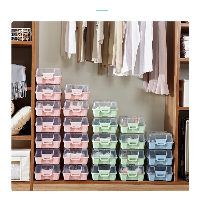 男鞋女靴子收纳盒批发 透明可视塑料鞋盒厂家直销翻盖式加厚鞋盒详情13