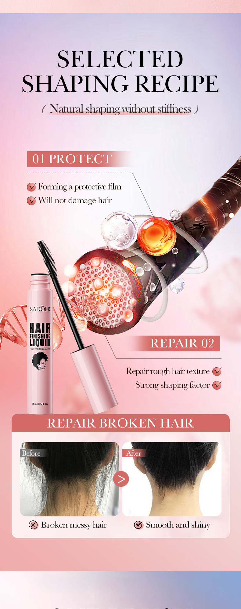 SADOER Hair Styling and disheveled hair Styling Liquid in full English, cross-border export wholesale, exclusively for export pic 18