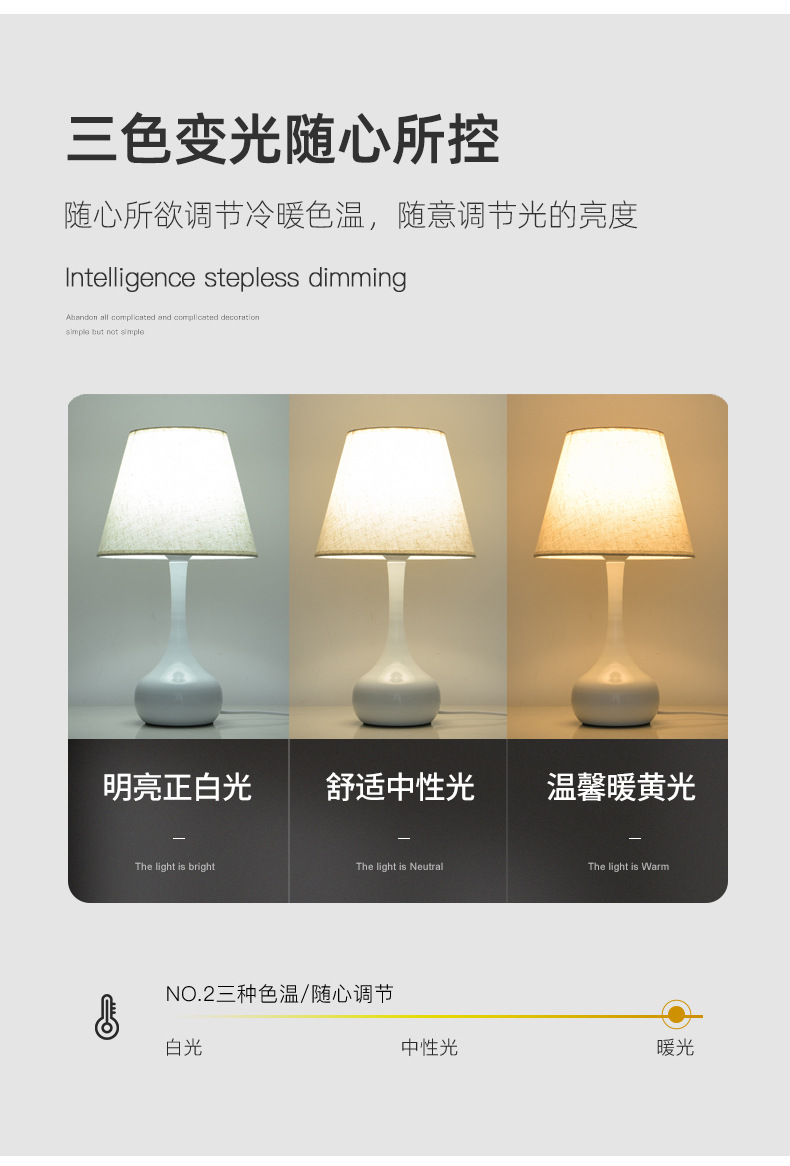 Cross-border fabric bedside lamp, Nordic retro bedside lamp, high-end and warm atmosphere night light pic 6