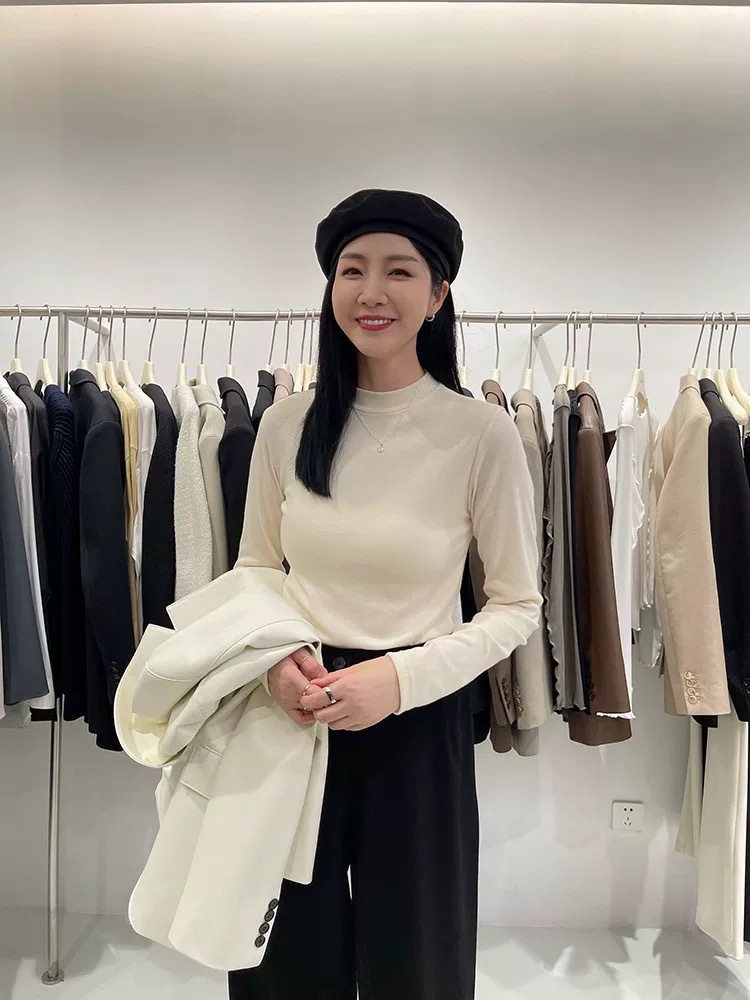 老板娘同款半高小立领打底衫内搭显瘦纯色长袖秋冬保暖上衣t恤女详情15