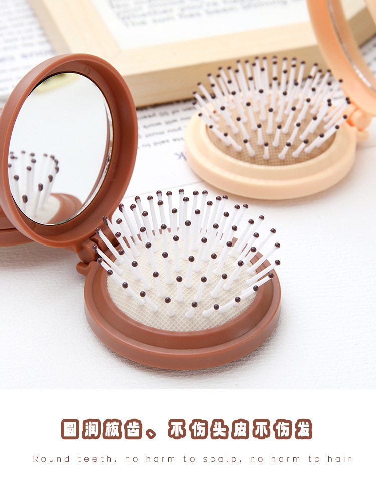 Cute cartoon folding airbag comb, portable mini air cushion comb for women, massage comb, mirror integrated small comb wholesale pic 22