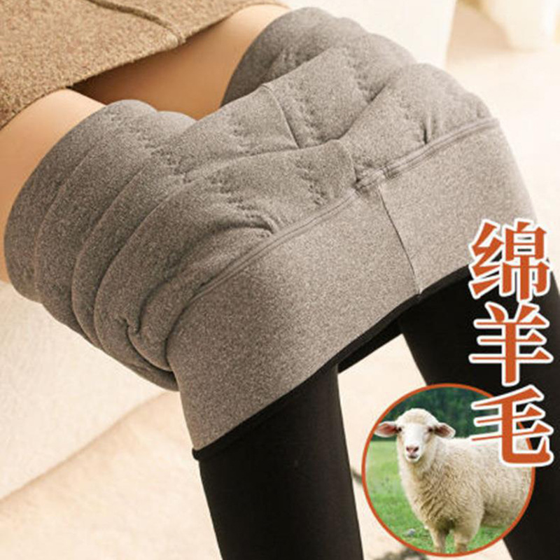 Woolen cotton pants for women to wear outside in winter, with added fleece, thickened, windproof, cold-resistant, knee protection, high-waisted, large-sized, and as a base layer for middle-aged and elderly people pic 3