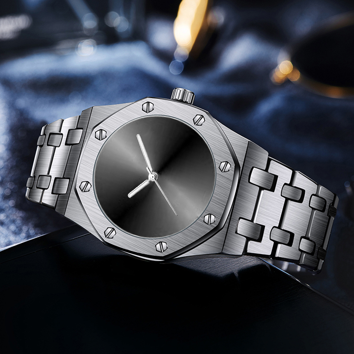 PINTIME/品时抖音手表直播爆款八边形带螺丝装饰圈防水石英手表男详情3