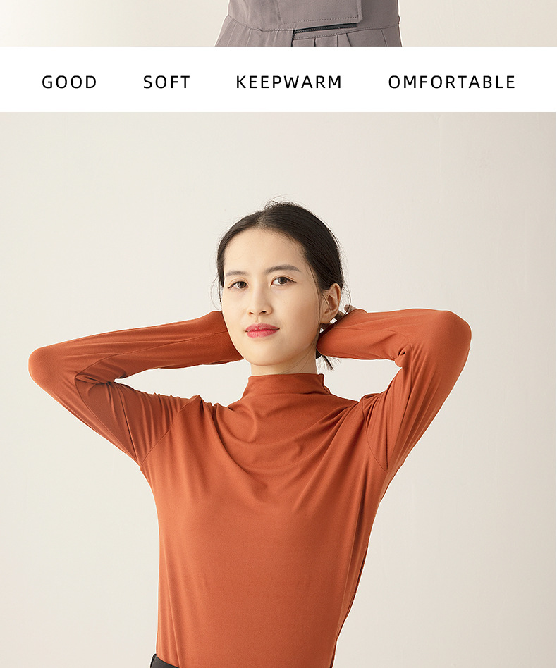 早秋牛奶绒半高领打底衫女秋冬款修身内搭上衣外穿长袖女T恤批发详情16
