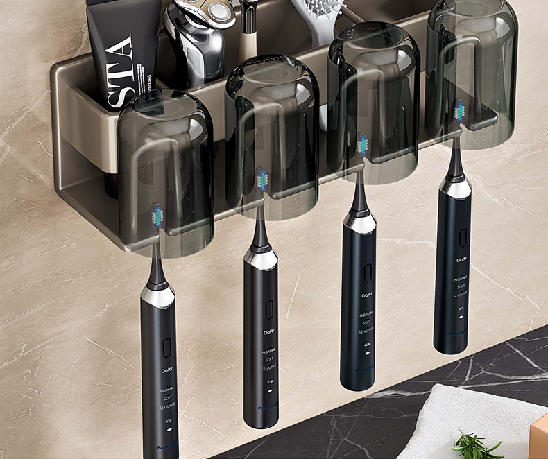 Wholesale toothbrush rack, non-perforated mouthwash cup, toothpaste rack, wall-mounted bathroom storage box, electric toothbrush rack pic 12