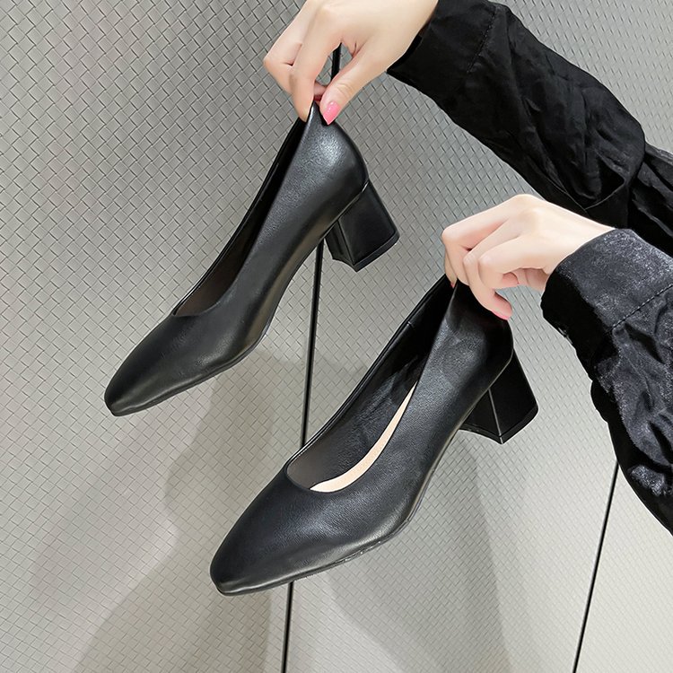 秋季新款女式时装单鞋韩版圆头套脚粗跟高跟单鞋女上班工作鞋子女详情17