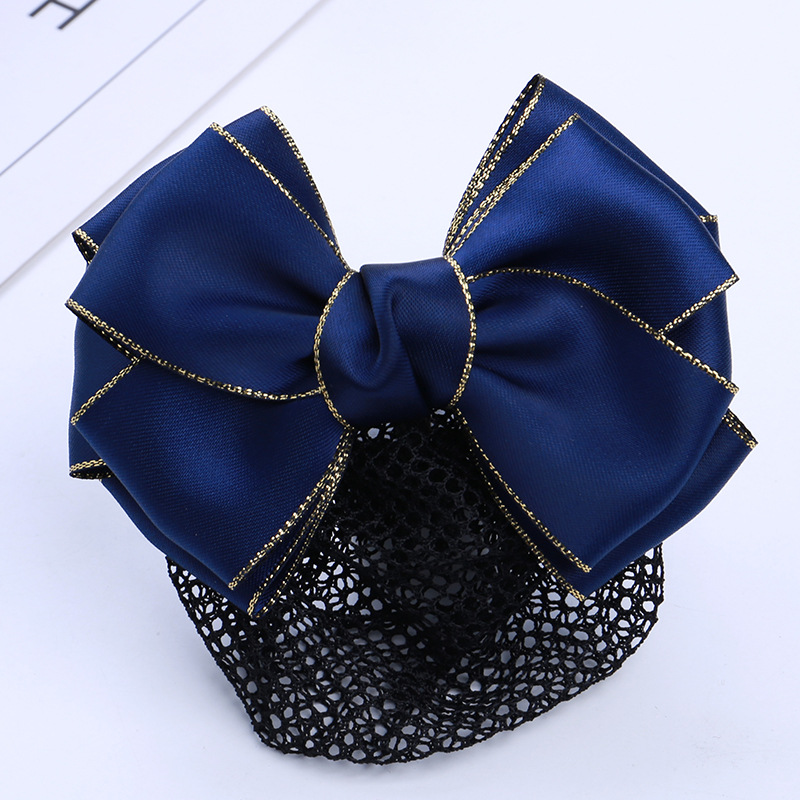 Professional hairpin, hair net, gold-edge bow, hair accessory, postal mobile headwear, nurse, work, hotel hairpin pic 31