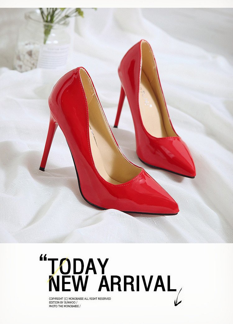 高跟鞋女2021新款女鞋春季欧美风尖头浅口单鞋女式细跟漆皮时装鞋详情16