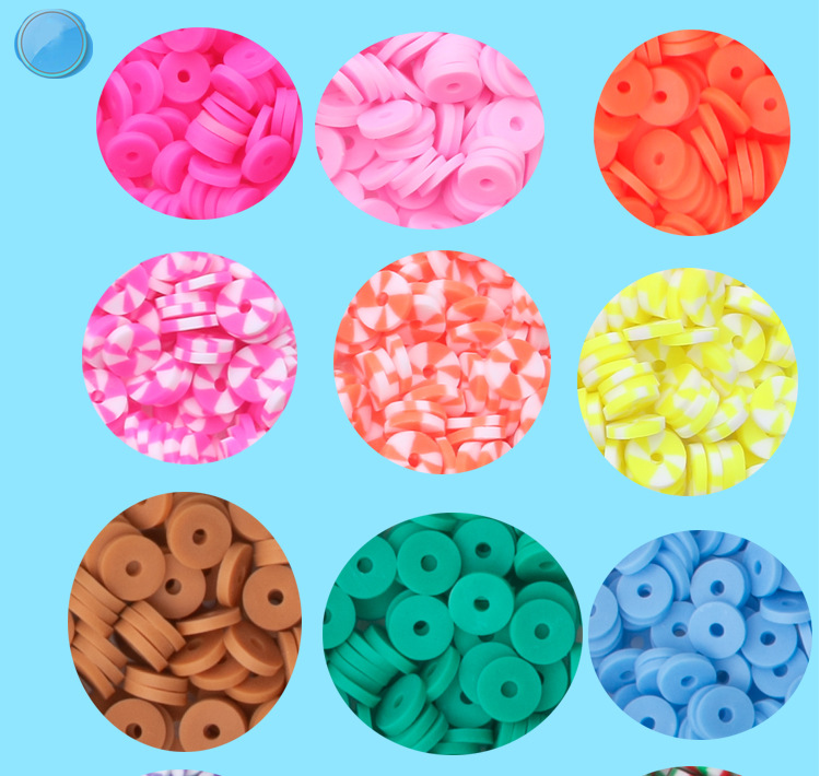 软陶片串珠单色6mm 首饰制作DIY手链项链饰品配件28格软陶片盒装详情4