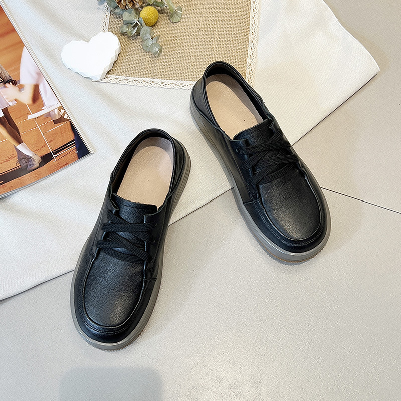 New soft-soled and soft-top loafers, lace-up flat single shoes, casual small leather shoes for women pic 19