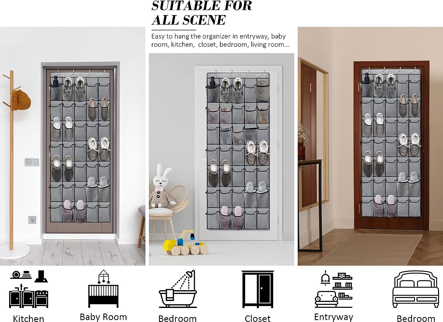 跨境热卖24格门后挂袋储物袋收纳袋鞋子收纳袋多层网格收纳挂袋详情41