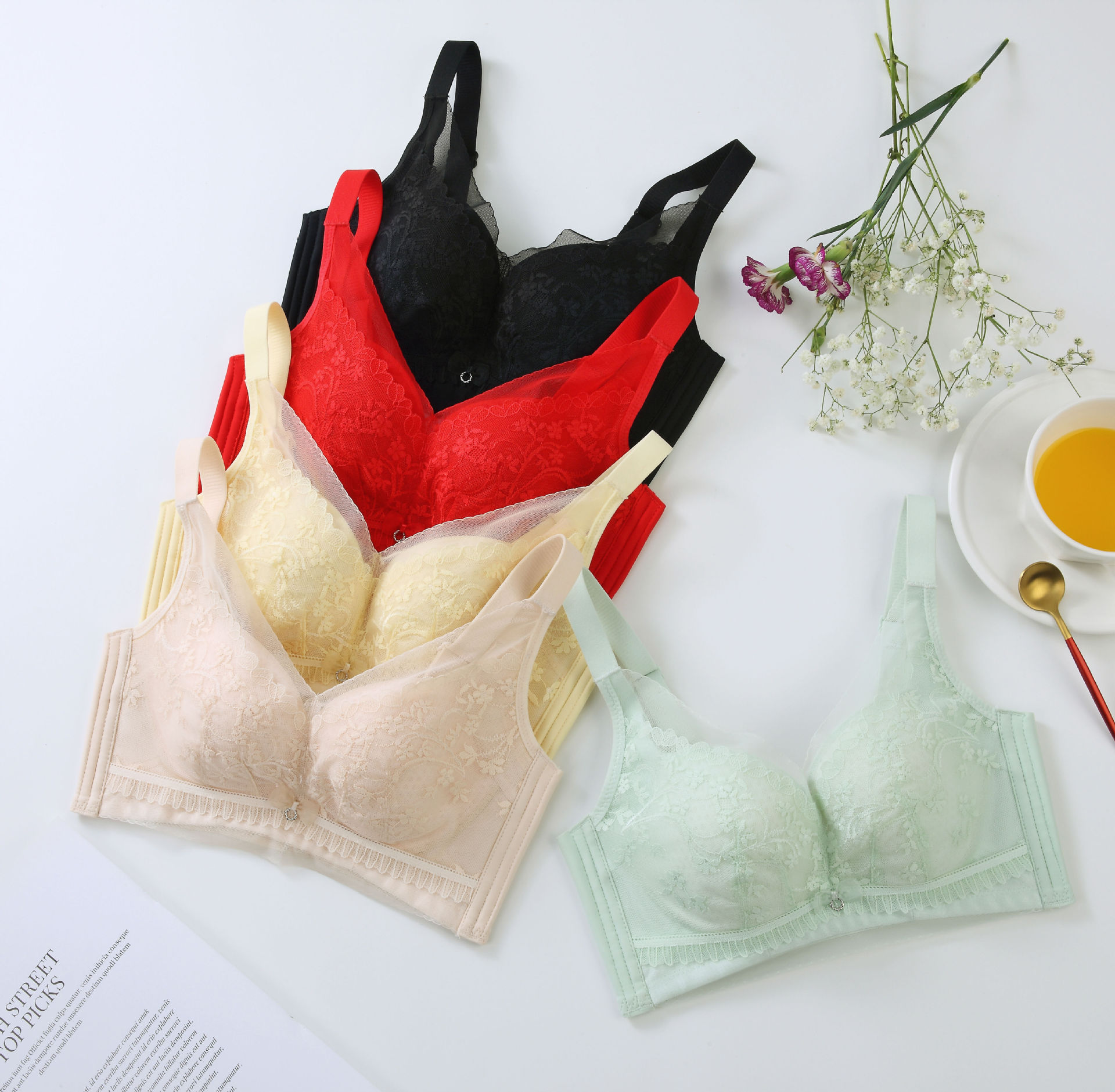 无磁无钢圈无痕普拉提舒适抗菌内衣女收副乳防下垂乳胶棉杯文胸详情26