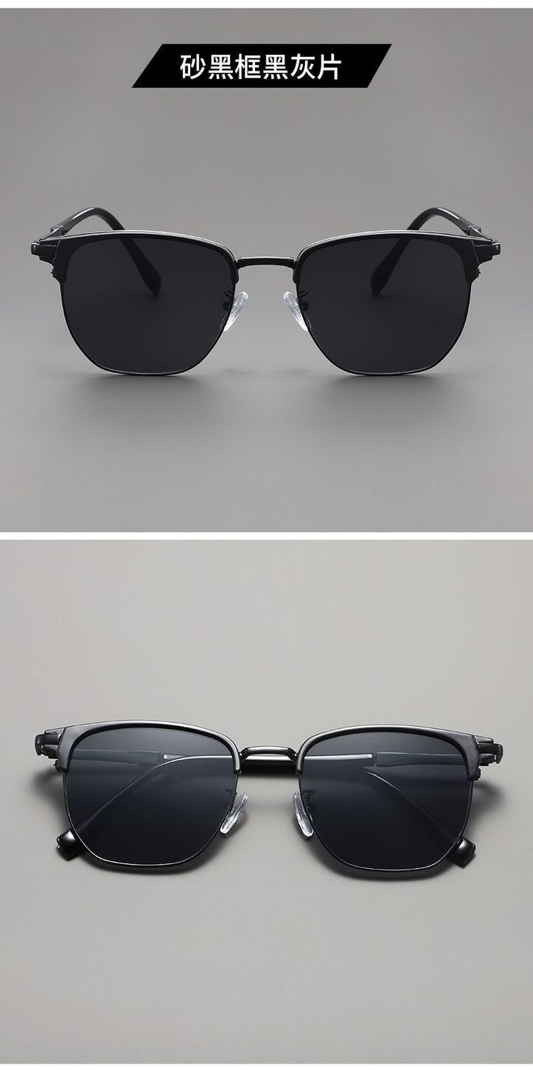 New retro, versatile sunglasses for daily use, UV protection, artistic, individualistic, refined semi-framed, and niche ins sunglasses pic 13