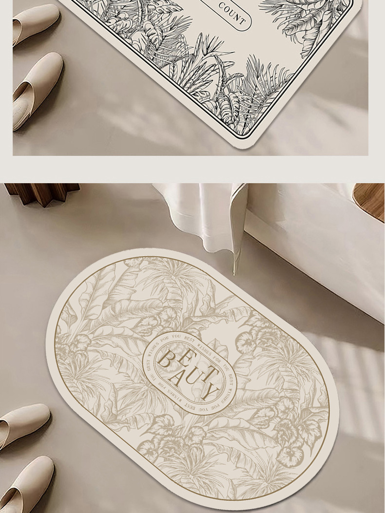 复古奶油风硅藻泥吸水速干浴室地垫卫生间防滑脚垫洗澡间浴缸脚垫详情16