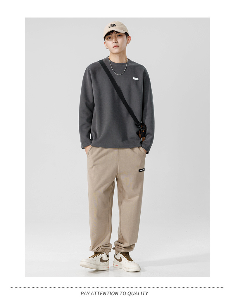 鲲海鹏云基础长袖T恤男秋冬宽松圆领内搭上衣潮流休闲男士打底衫详情28