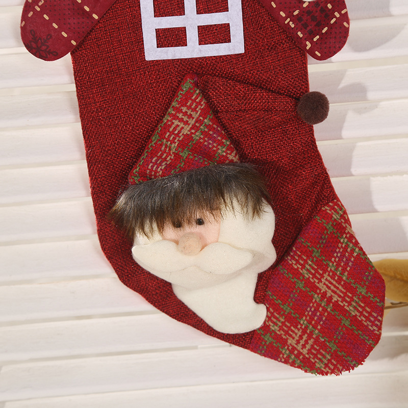 Wholesale of checkered Christmas socks, gift bags, Christmas decorations, Santa Claus pendants, large export candy bags pic 11