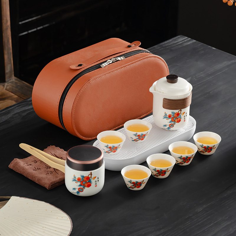 Wholesale portable travel tea sets, outdoor kung Fu tea set sets, Quick guest cups, festival Chinese-style business gifts, logo pic 4