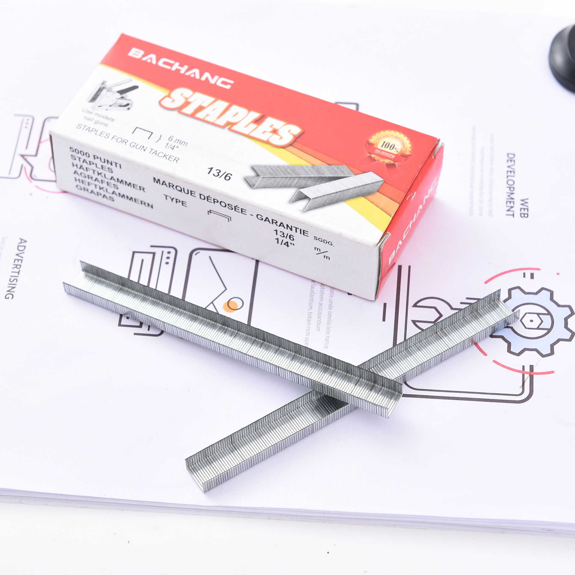 Factory direct supply of cross-border exclusive stapler pins, 13/6 pins wholesale, strong penetration, electroplated anti-rust pic 7