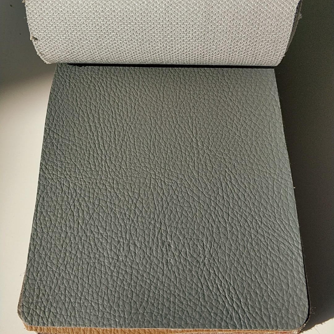 0.7mm waterproof and scratch-resistant PVC leather fabric with a small lychee pattern knitted base for office sofa leather car seat interior pic 13