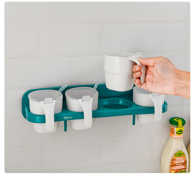 New creative plastic seasoning box, no drilling, no mark, wall-mounted kitchen seasoning storage box, wholesale factory direct sales pic 14
