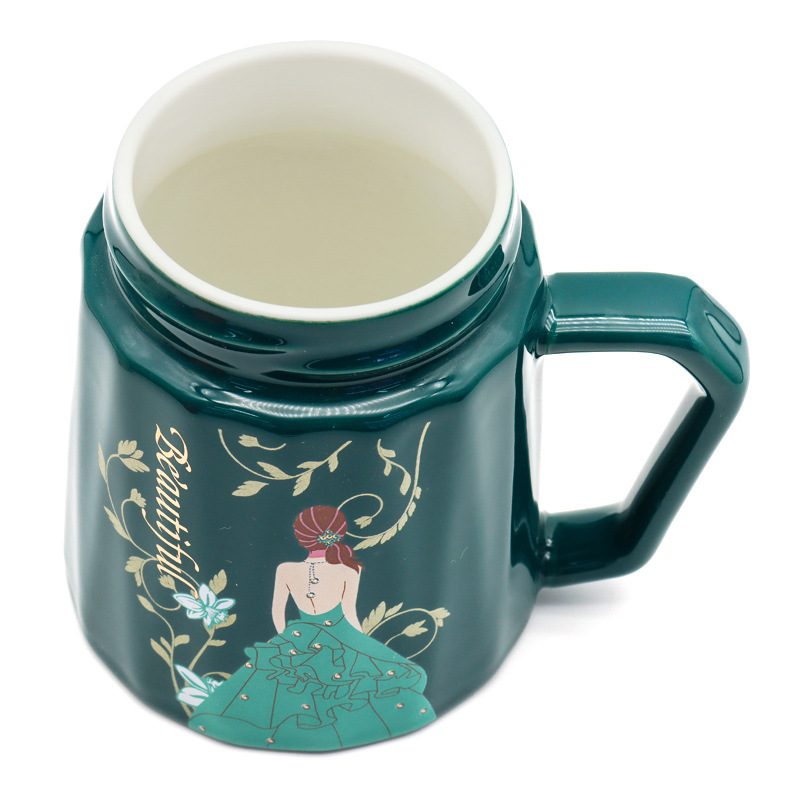 Ceramic insulated cup, 55-degree constant temperature cup, heating coaster, mirror cover, handle spoon set, high-end business gift box pic 3