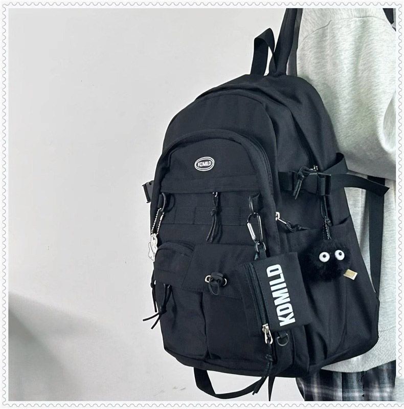 韩版ins百搭工装风书包女学生大容量日系双肩包旅行背包男详情17