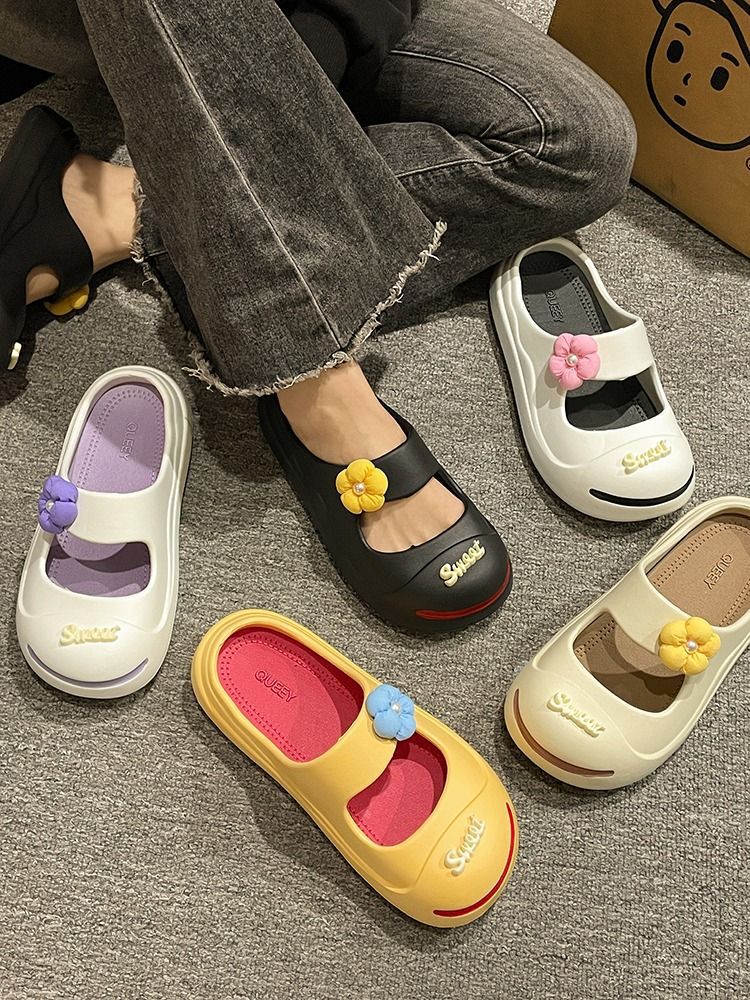 开口笑半包半拖鞋女士2023夏季新款时尚百搭可爱学生厚底凉拖鞋女详情36