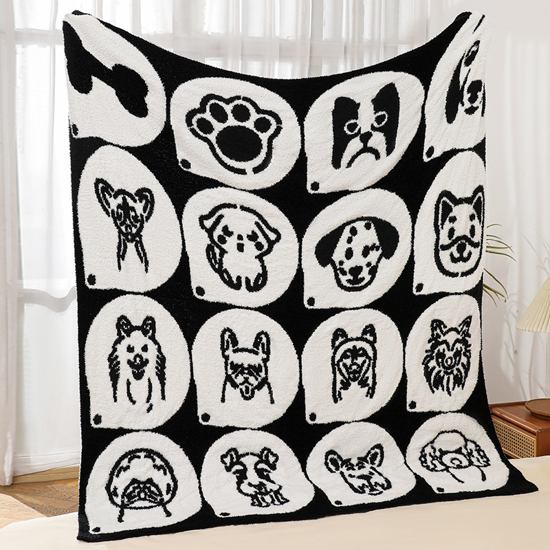 National trend A-class half-pile blanket cartoon puppy sofa blanket, winter soft thickened warm office nap blanket cover blanket pic 2