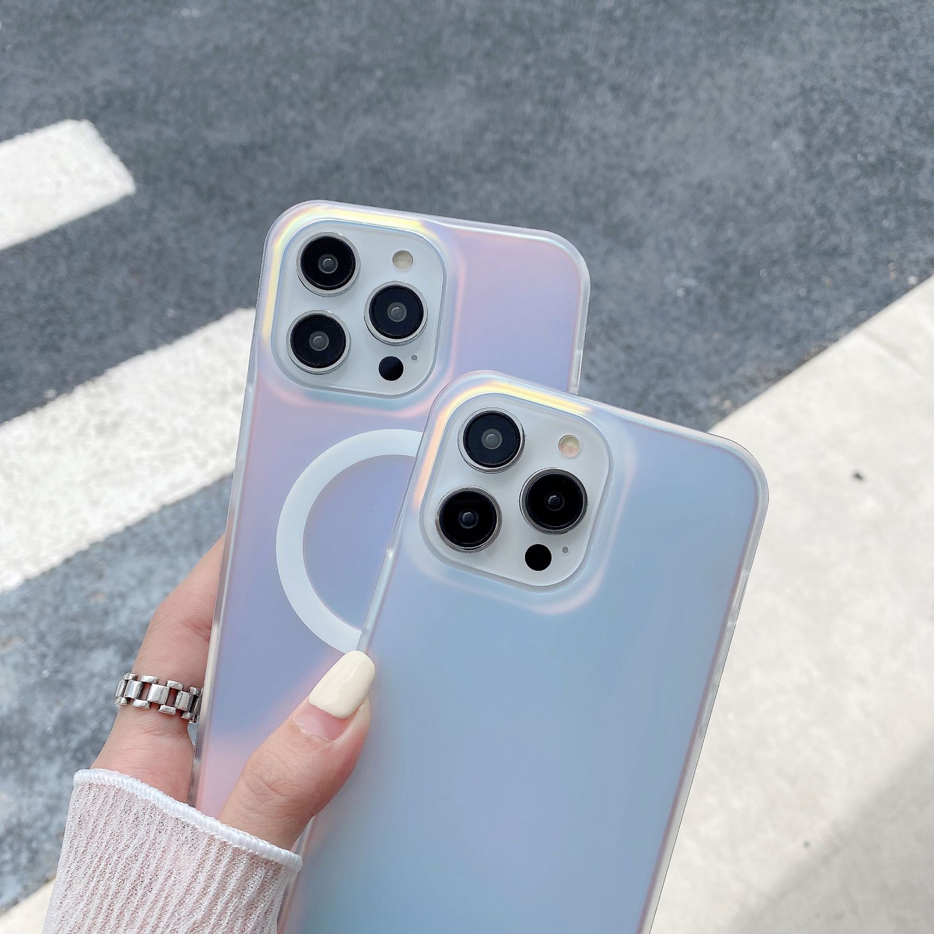 JT magnetic phone case for iPhone 15, laser iPhone 14 Pro Max, colorful chameleon 11, matte case 13 pic 8