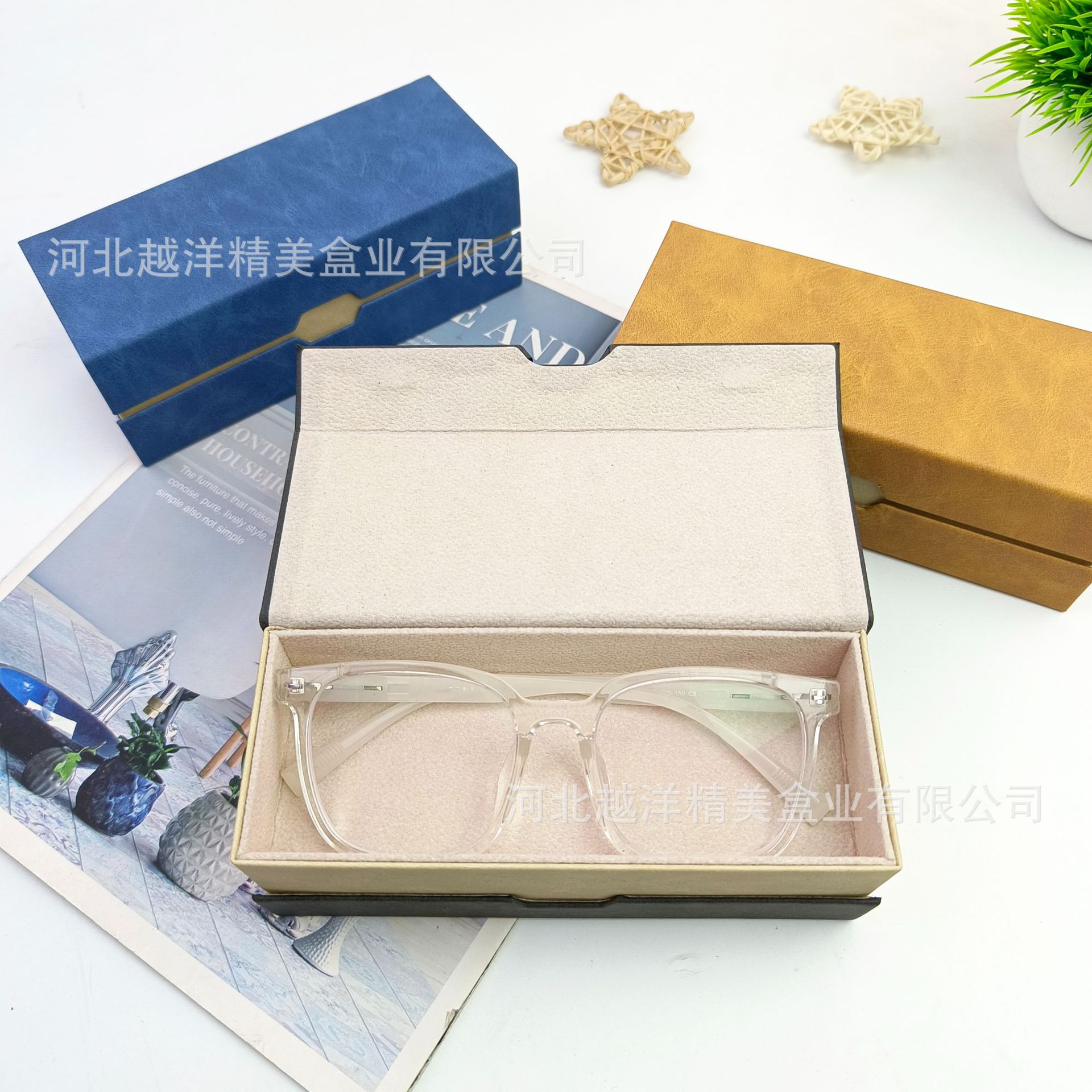 双层眼镜盒两幅装厂家批发大容量近视眼镜盒简约高级防压太阳镜盒详情16