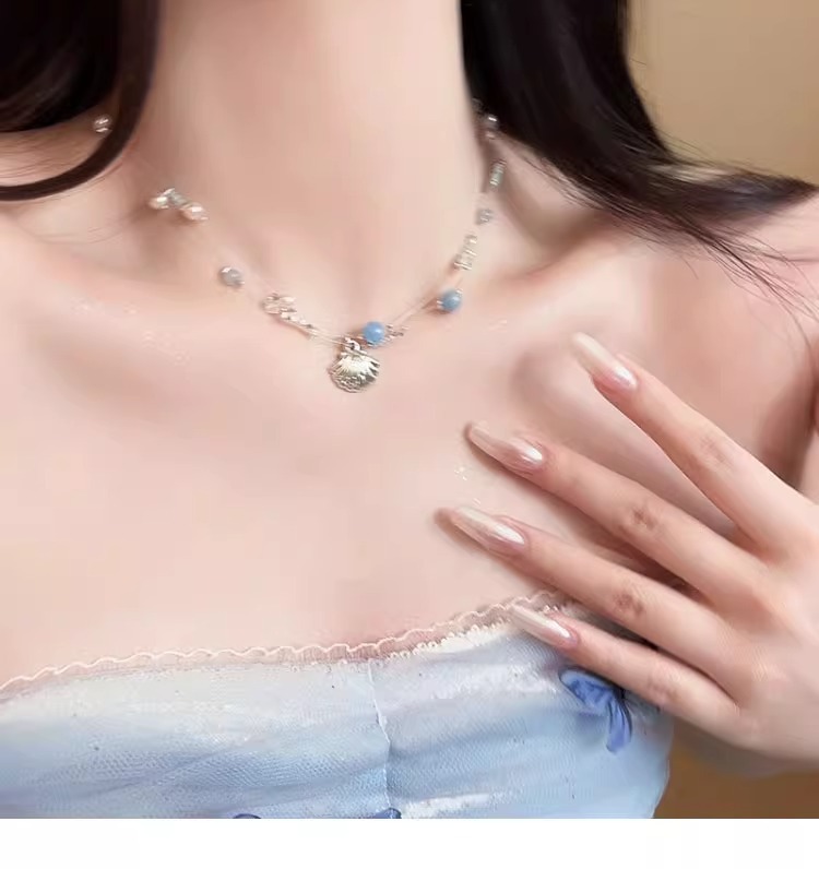 海边沙滩度假风贝壳轻奢项链ins小众设计感配饰编织绳甜美锁骨链详情40