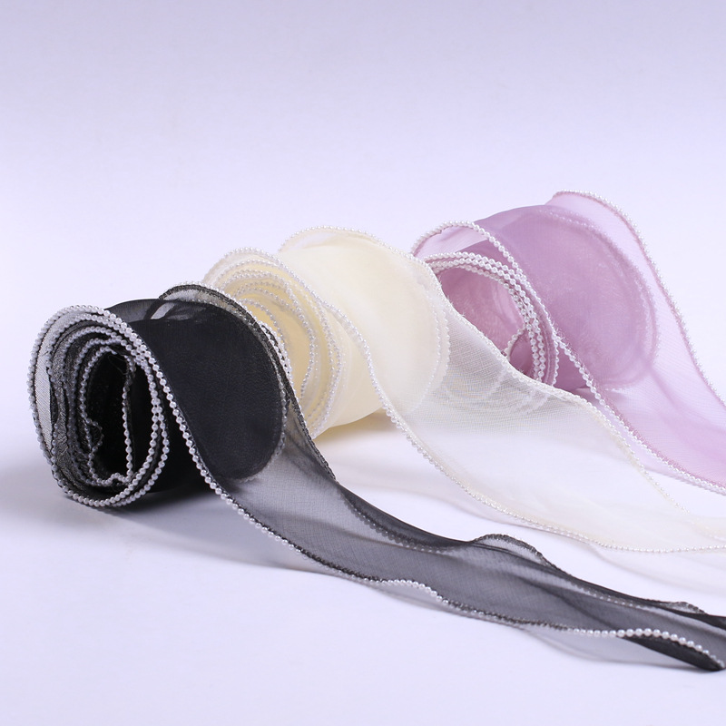diy hairpin bow packaging material with pearl textured overlock yarn, 6cm wide meteor fish tail wave snow yarn ribbon pic 13