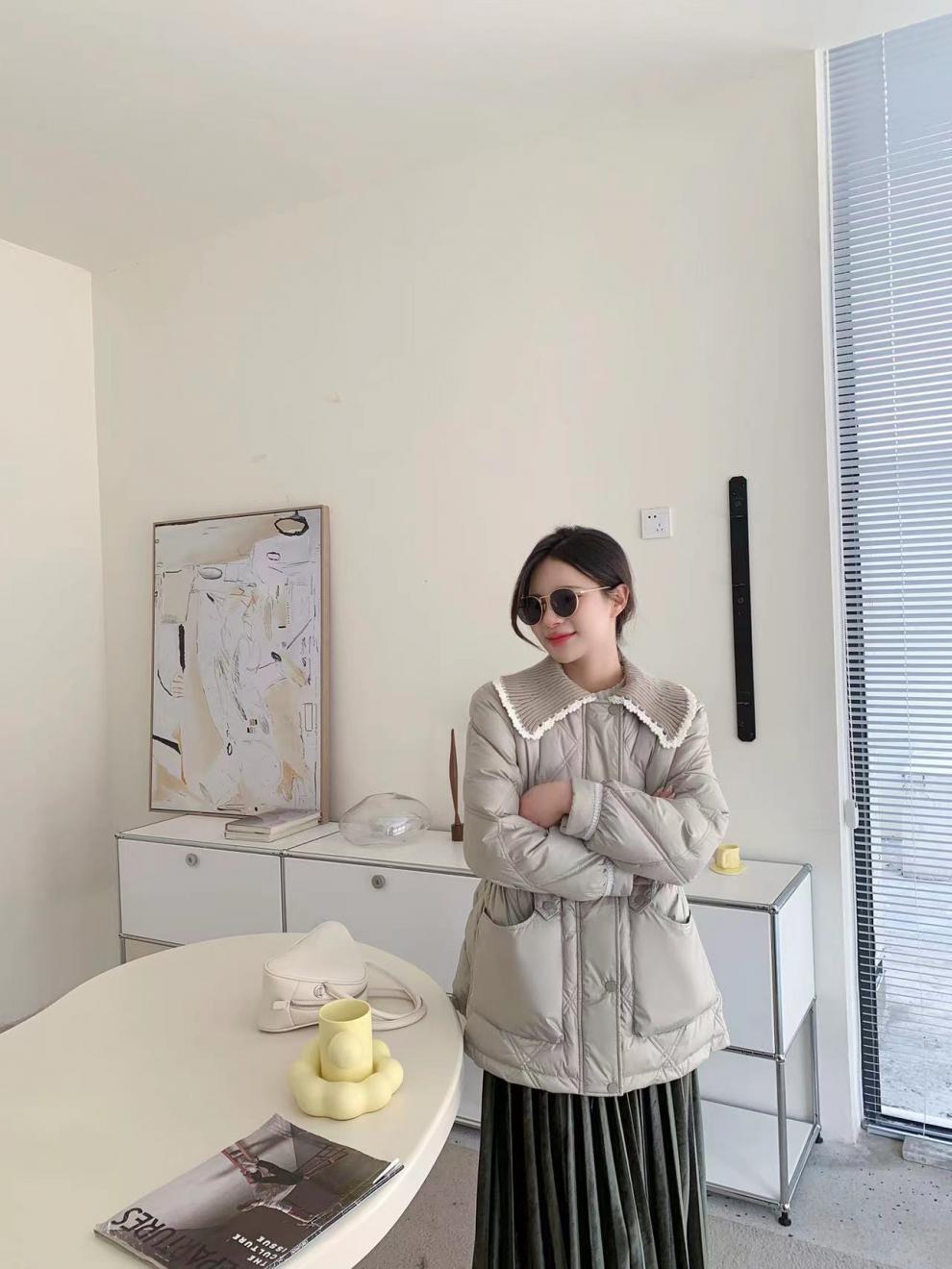 2022新款羽绒服女小香风短款韩版针织娃娃领时尚小个子冬外套潮详情35