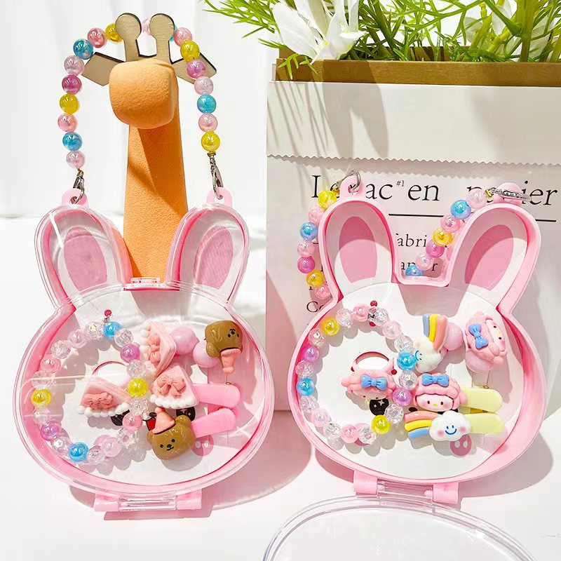 新品手提首饰盒卡通套装公主发饰组合手链戒指皮筋发夹女童礼物详情1