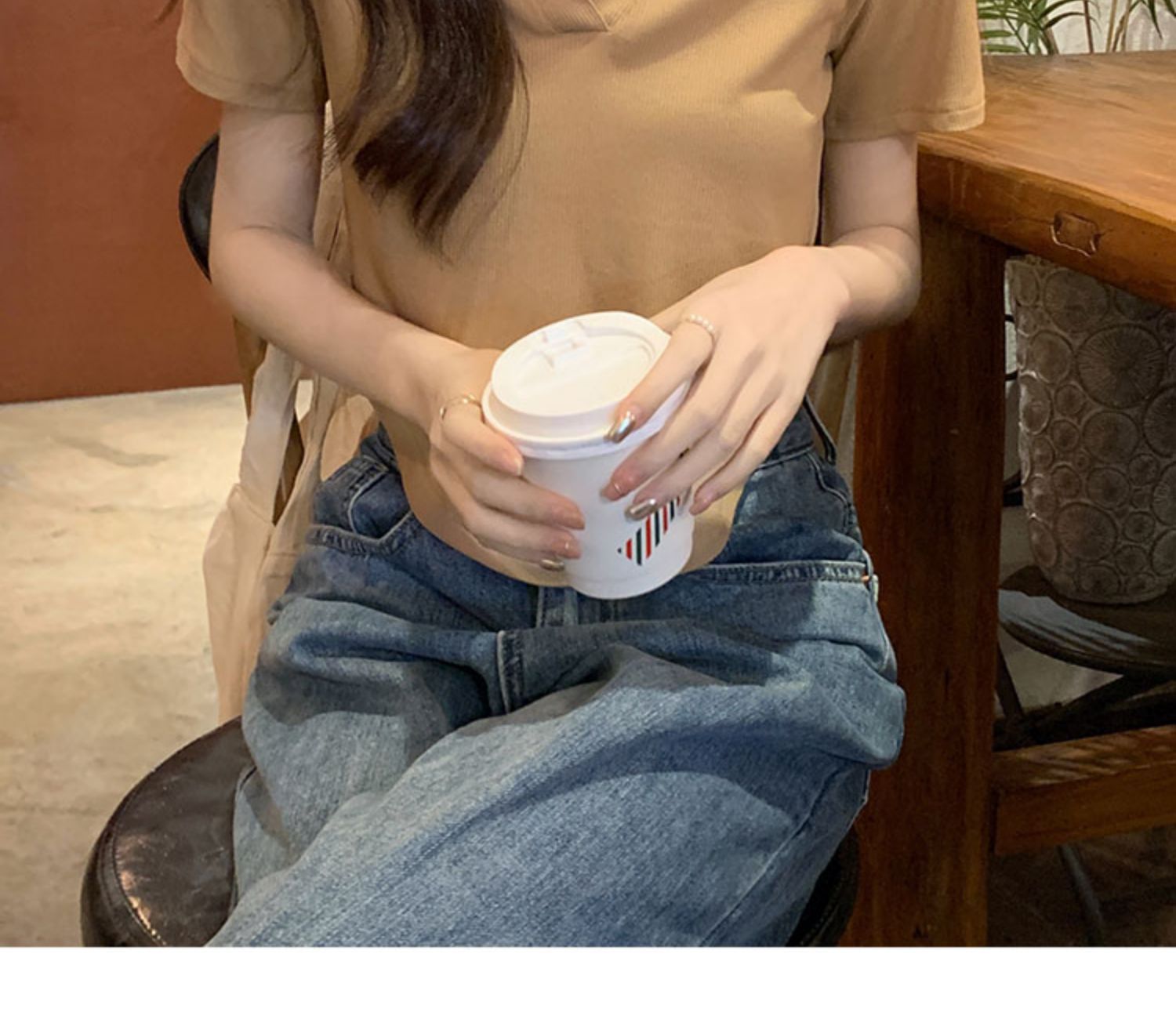 Irregular Polo collar short-sleeved shoulder T-shirt for women, with a unique and pure design sense, tight-fitting innerwear and base layer top pic 16