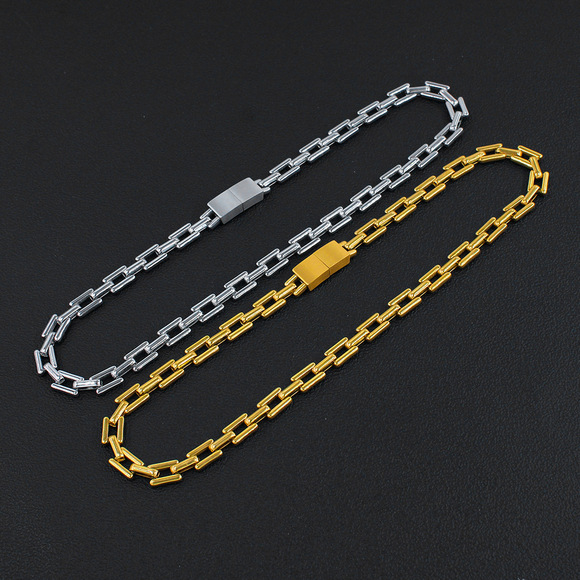 欧美重工钛钢编织项圈女项链小众设计锁骨链真空保色18KYS205详情18