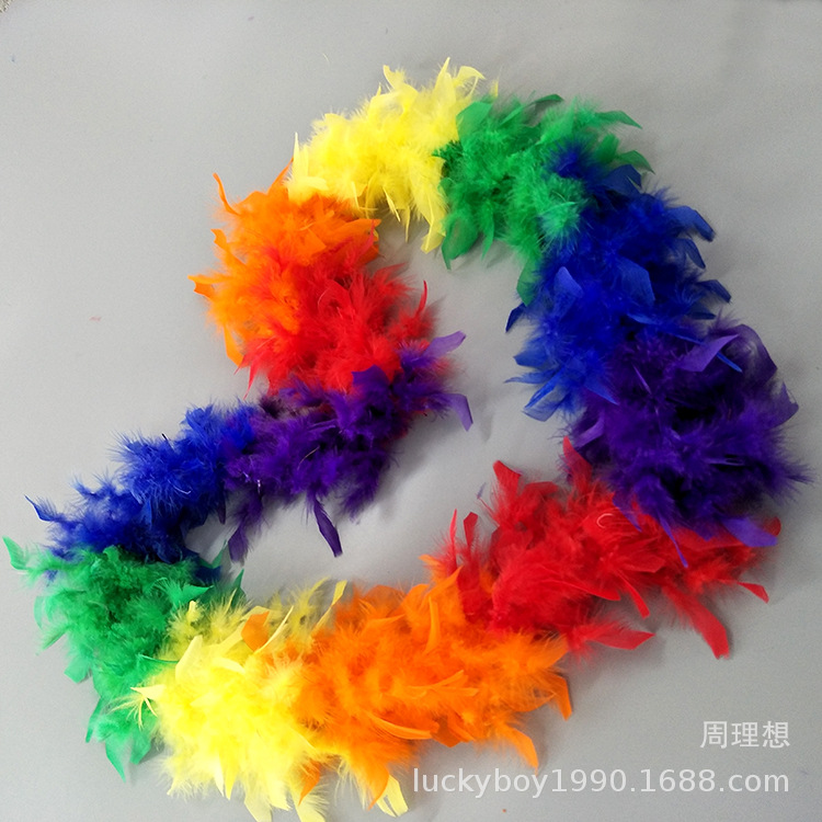Factory wholesale Turkey feather strips, ball, festival, wedding mixed color feather scarves, seven-color firepiece wool strips pic 29