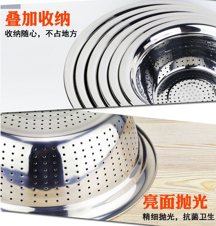 无磁不锈钢密孔洗米筛洗菜篮沥水漏盆家用淘米器淘米盆洗米盆米筛详情14